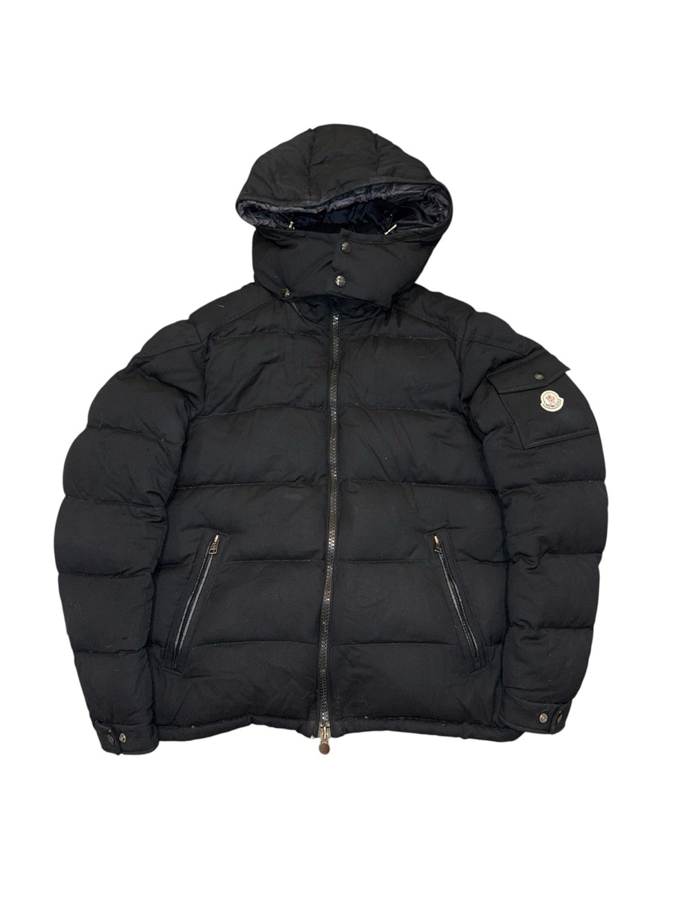 Moncler Montgenevre Giubbotto Black Flannel Hooded Down Jacket Size L / 5 USED